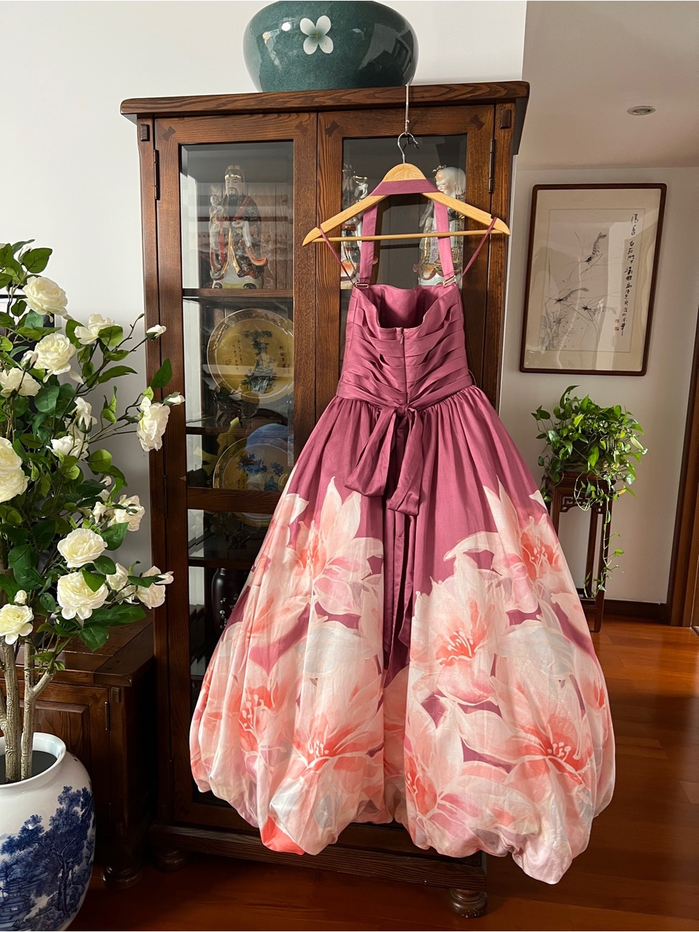 Leo Lin Nadia Voluminous Gown in Orient Print in Hibiscus AU6/US2 NWT - Picture 13 of 16